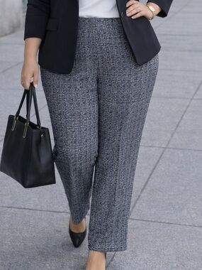 Premise Woman 2X Dress Pants Black White Pattern Stretch Plus Size Workwear